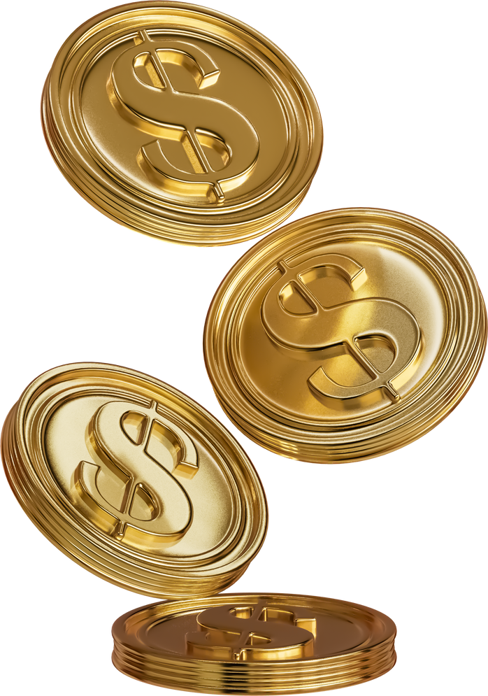 Dollar sign gold coin icon Isolated 3d render Illustration